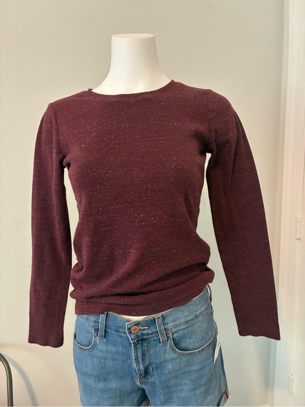 Eddie Bauer Deep Burgundy Crewneck Long-Sleeve Top
